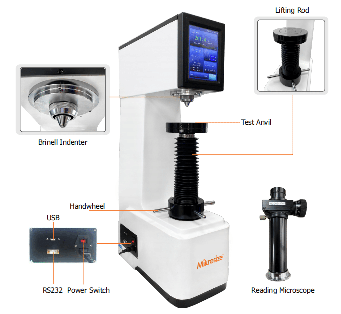 iBrin 3000E Electronic Touch Screen Brinell Hardness Tester图（7）