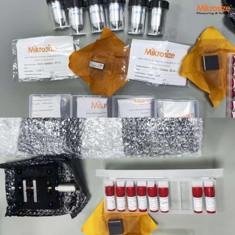 Indian distributor ordered Vickers consumables (lens, indenter, vise, blocks), ISO-compliant, shipping now. 1 ObjectiveIndenter Sample Holding Vise and Blocks for Microvickers